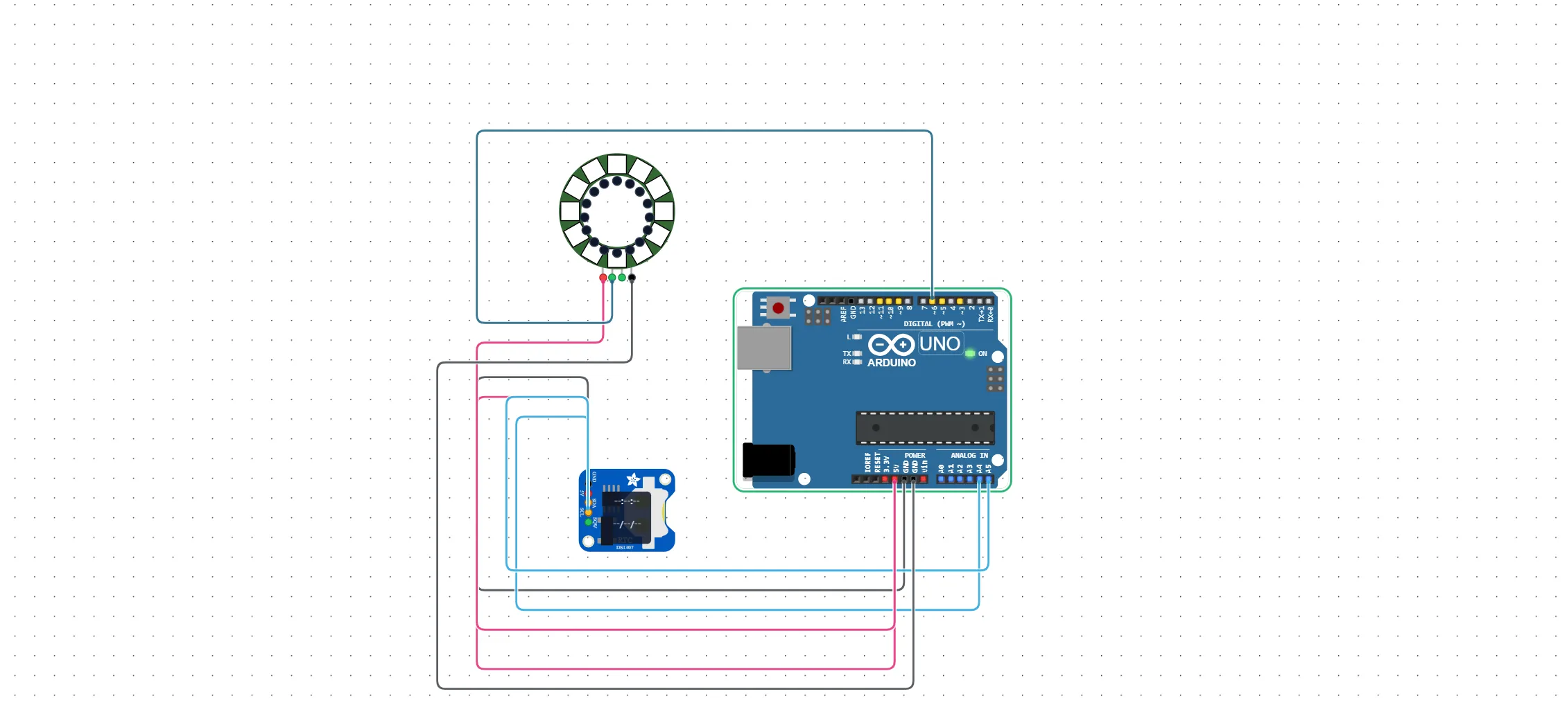 Analog Clock using LED Ring and DS1307 RTC